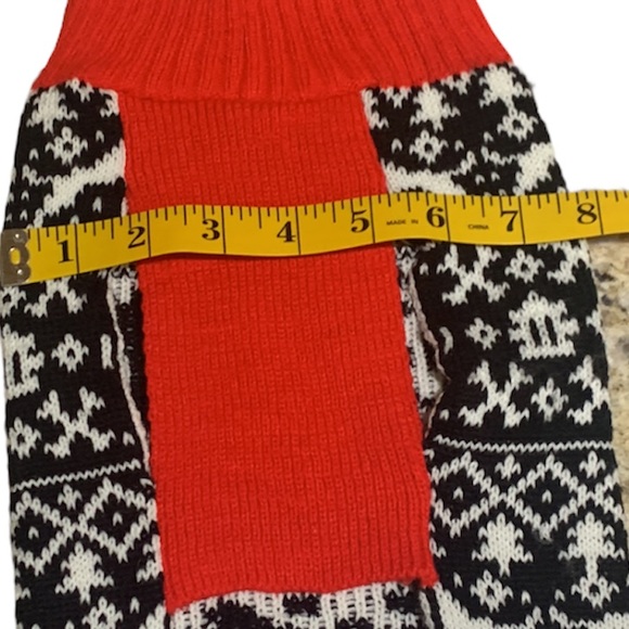 Red, Black, & White dog Sweater size Medium - Picture 8 of 9